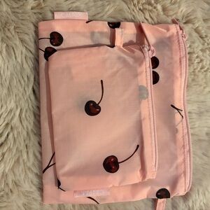 Calpak Cherry Print Pink Pouch Set